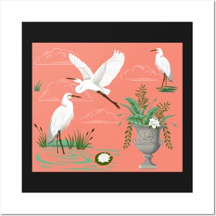 E is for Egret—Coral Posters and Art